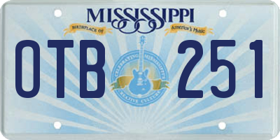 MS license plate OTB251
