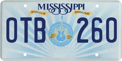 MS license plate OTB260