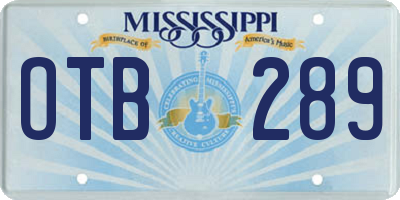 MS license plate OTB289