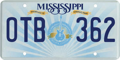 MS license plate OTB362