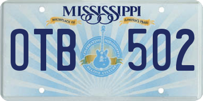 MS license plate OTB502