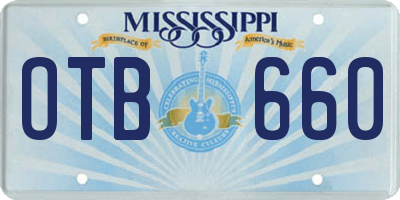 MS license plate OTB660