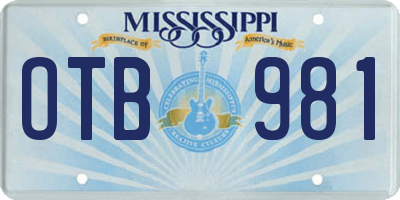 MS license plate OTB981