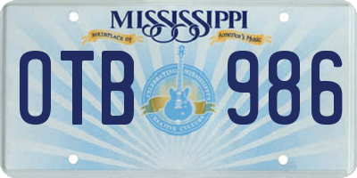 MS license plate OTB986