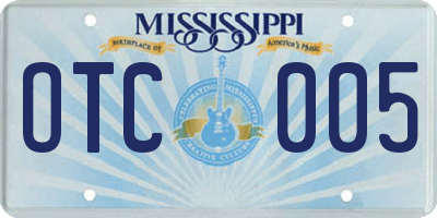 MS license plate OTC005