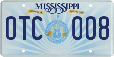 MS license plate OTC008