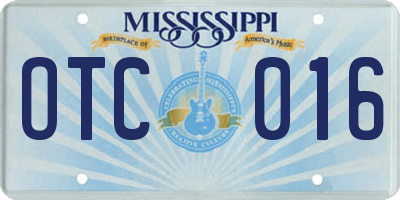 MS license plate OTC016