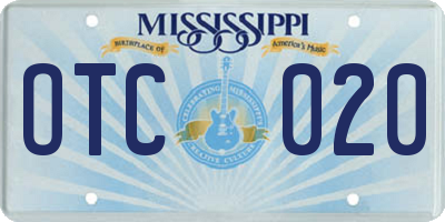 MS license plate OTC020