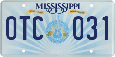MS license plate OTC031