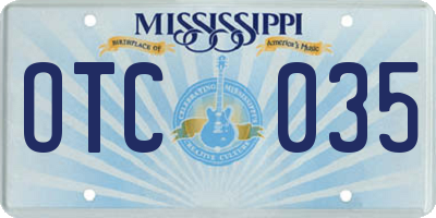 MS license plate OTC035
