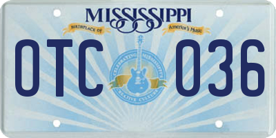 MS license plate OTC036