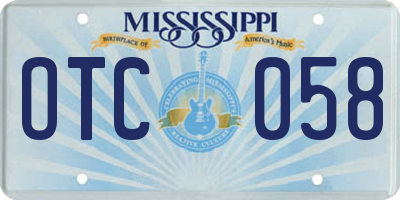 MS license plate OTC058