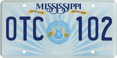 MS license plate OTC102