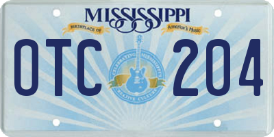 MS license plate OTC204