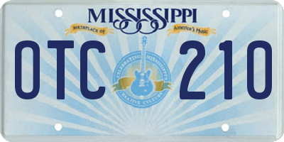 MS license plate OTC210