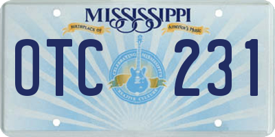 MS license plate OTC231
