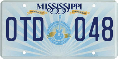 MS license plate OTD048