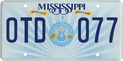 MS license plate OTD077