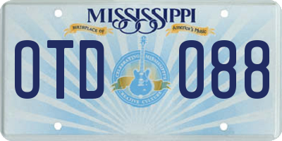 MS license plate OTD088