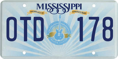 MS license plate OTD178
