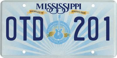 MS license plate OTD201