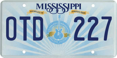 MS license plate OTD227