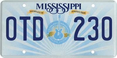 MS license plate OTD230
