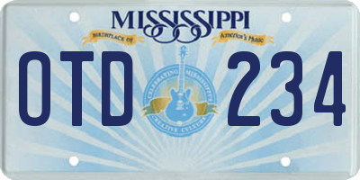 MS license plate OTD234