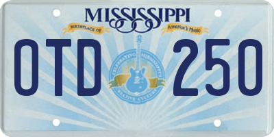 MS license plate OTD250