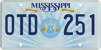MS license plate OTD251