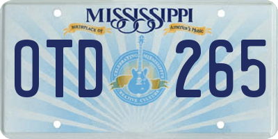 MS license plate OTD265