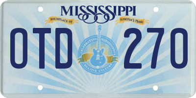 MS license plate OTD270