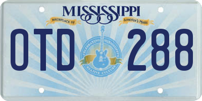 MS license plate OTD288