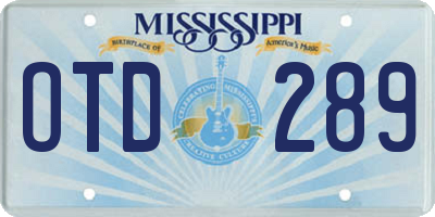 MS license plate OTD289
