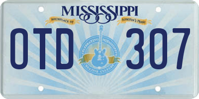 MS license plate OTD307