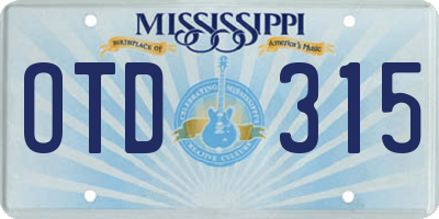 MS license plate OTD315