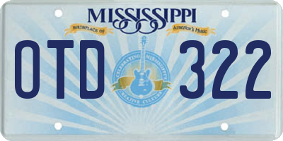 MS license plate OTD322