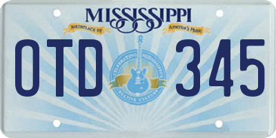 MS license plate OTD345