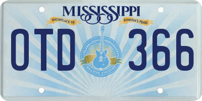 MS license plate OTD366
