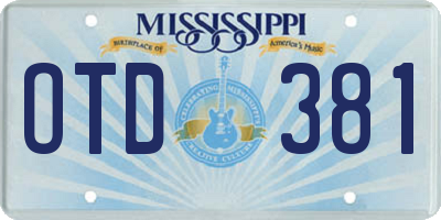 MS license plate OTD381