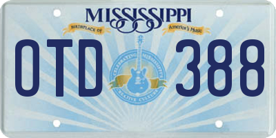 MS license plate OTD388