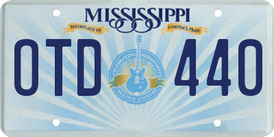 MS license plate OTD440