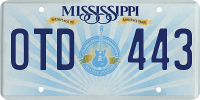 MS license plate OTD443