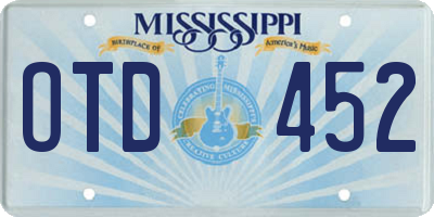 MS license plate OTD452