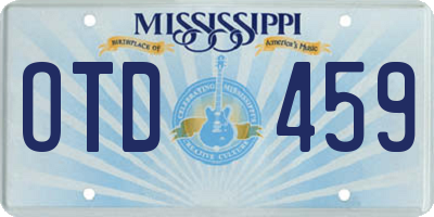 MS license plate OTD459
