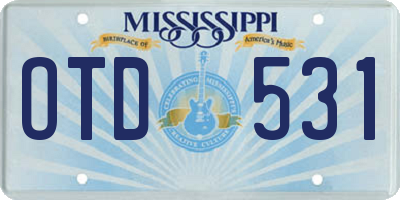 MS license plate OTD531