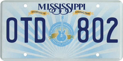 MS license plate OTD802
