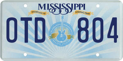 MS license plate OTD804