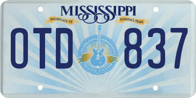 MS license plate OTD837