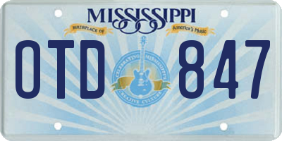 MS license plate OTD847